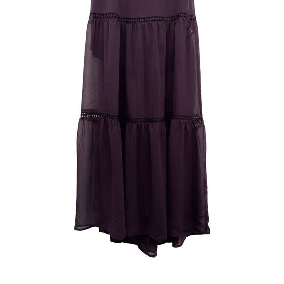 Express Tiered Maxi Skirt Tulle Chiffon Sheer Purple High Waisted Y2K XS - Picture 7 of 10